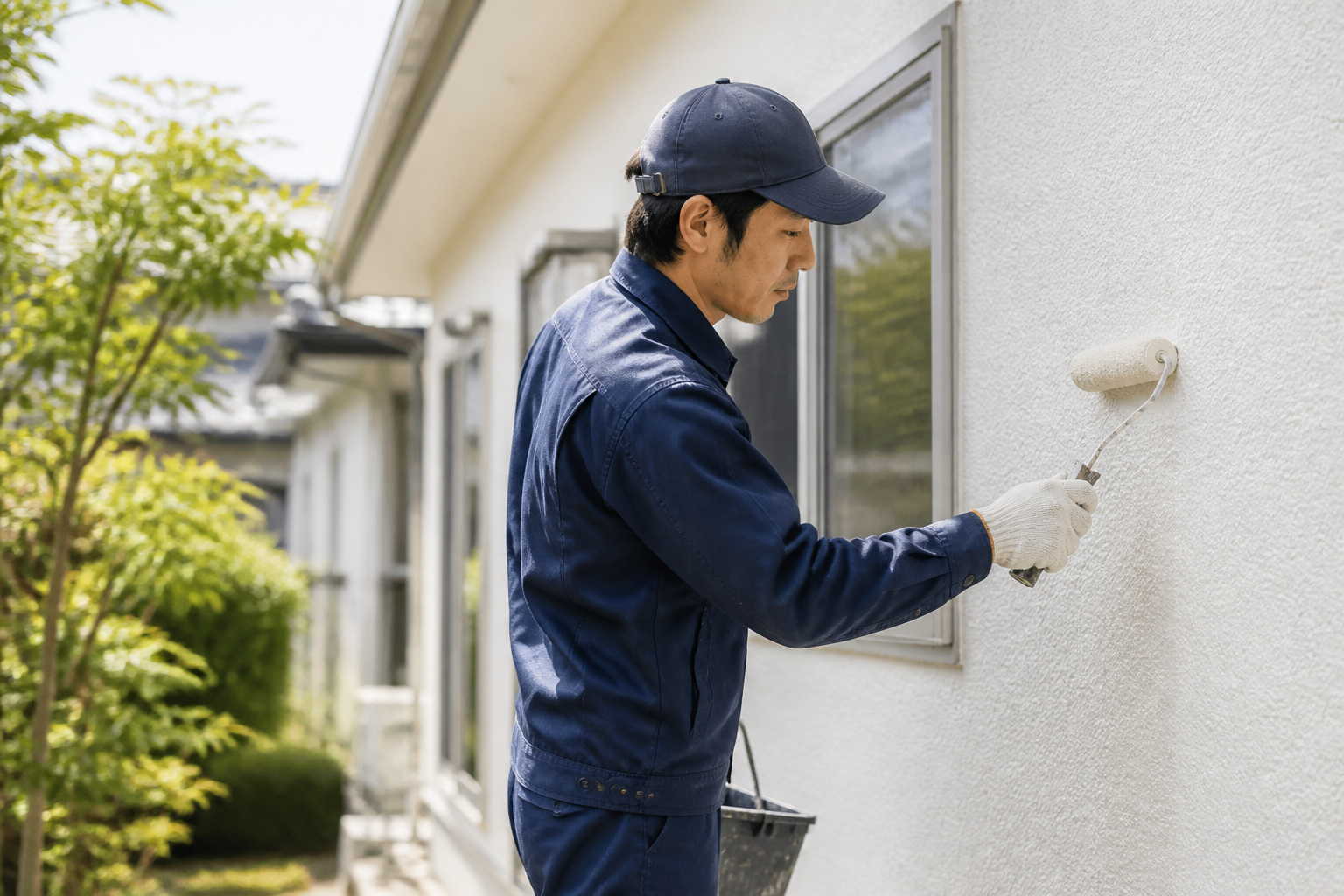 八戸市で外壁塗装を行う職人